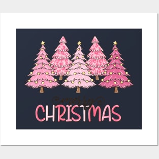 Merry Christmas pink Christmas Posters and Art